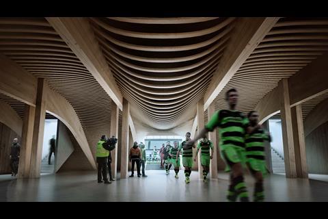 Interior lobby of the proposed Forest Green Rovers stadium